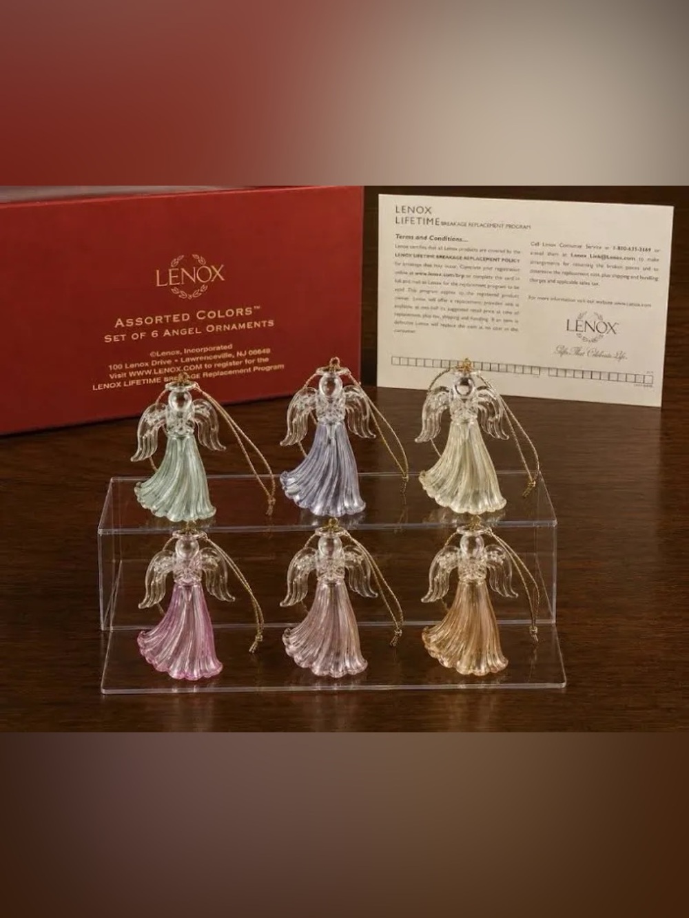 Lenox Pastel Glass Angel Ornaments - Multi-Color Set of 6